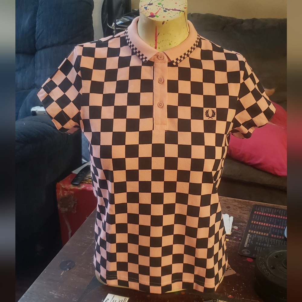 Fred Perry Amy Winehouse Checkered Polo Shirt NWOT 6